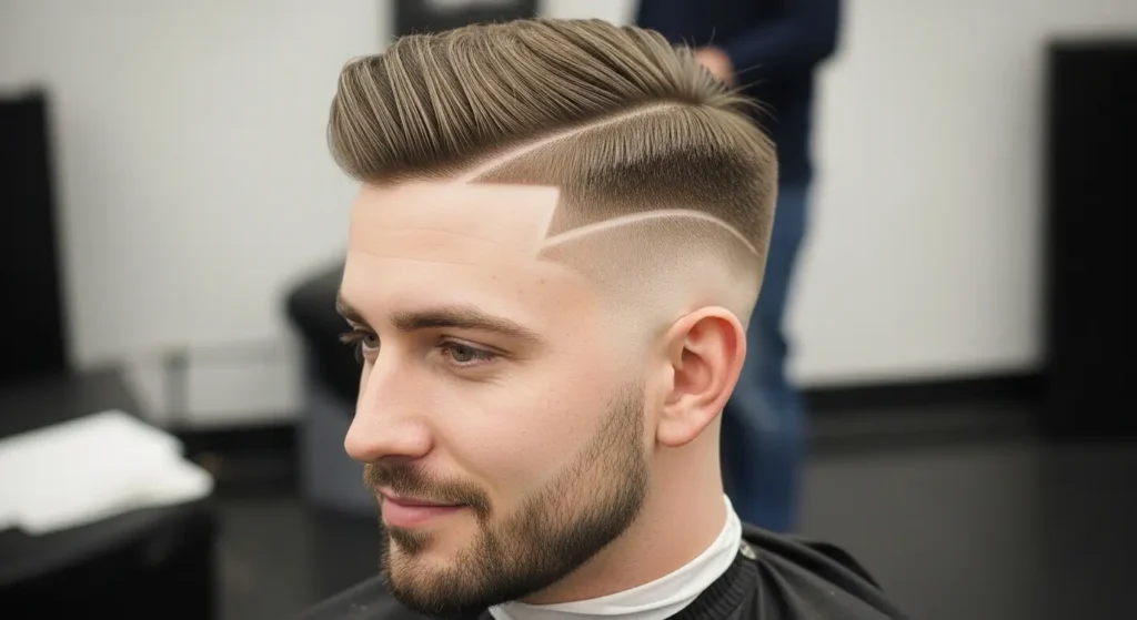 Classic low taper haircut with a sharp side parting