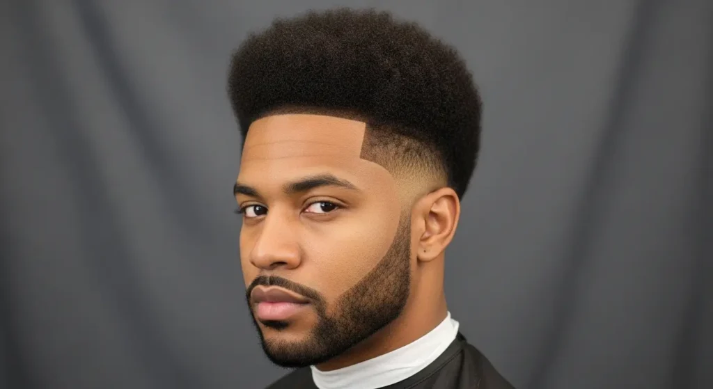 Blowout afro taper haircut with smooth finish