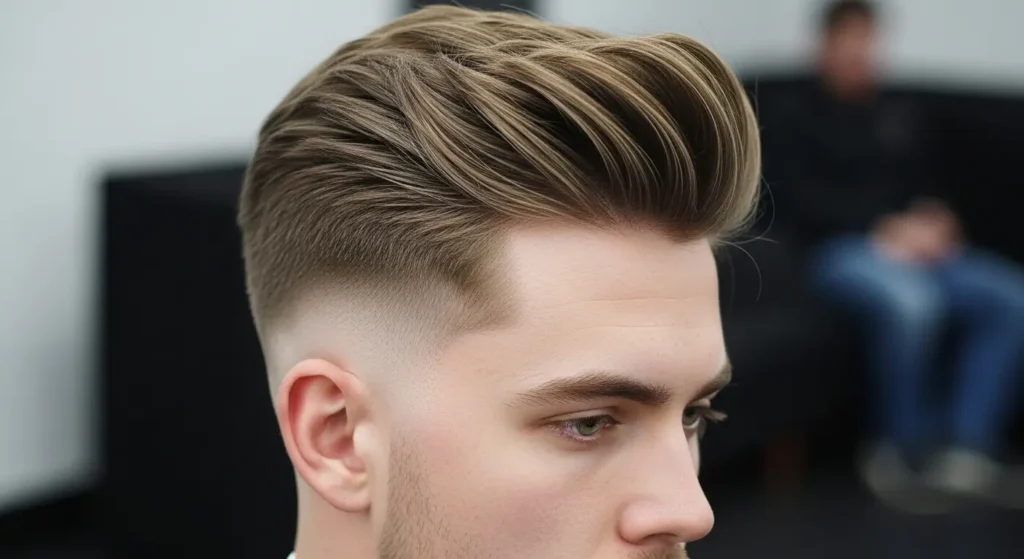 Blowout taper with stylish middle part and volume