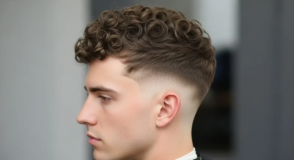 Curly hair low taper blowout with sharp finish