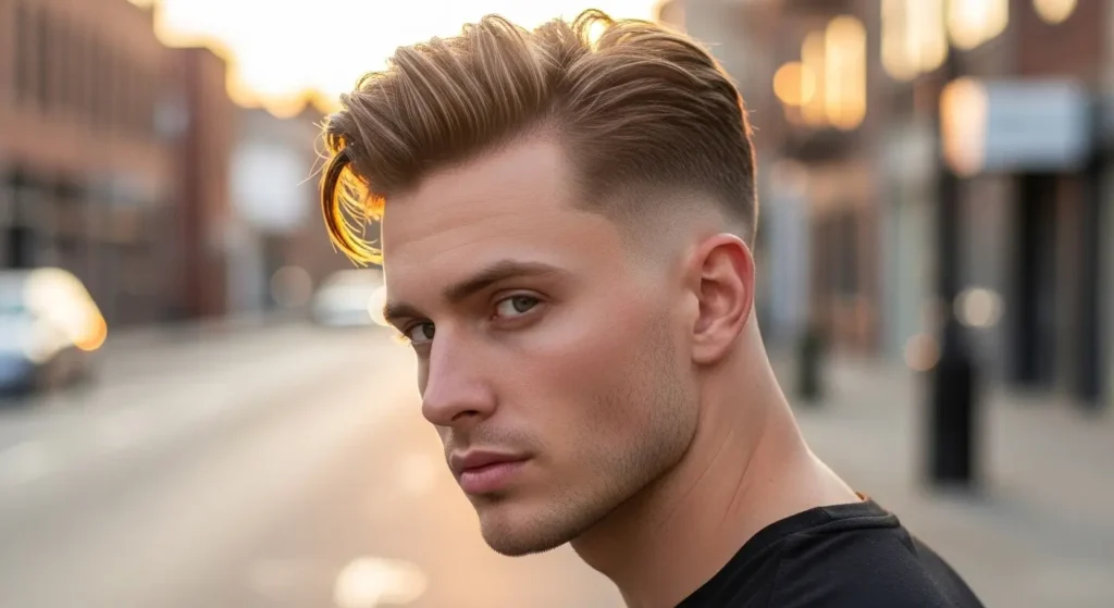 Modern low taper blowout hairstyle for men