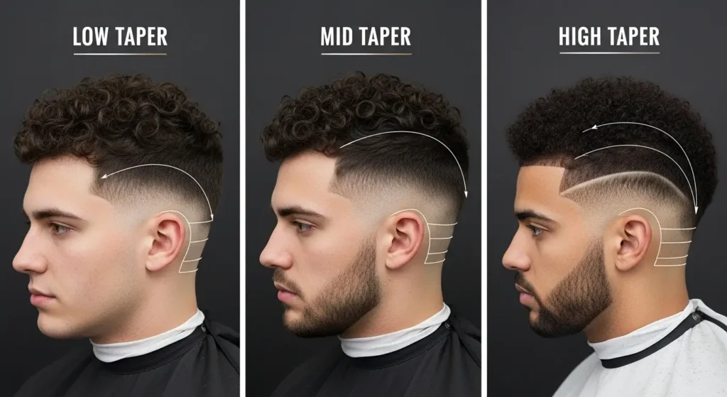 Low taper vs mid and high taper on curly hair styles
