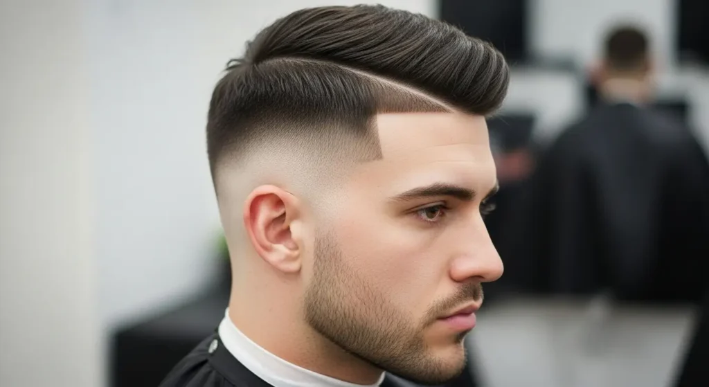Sharp Low Taper Fade with Short Side Part Hairstyle