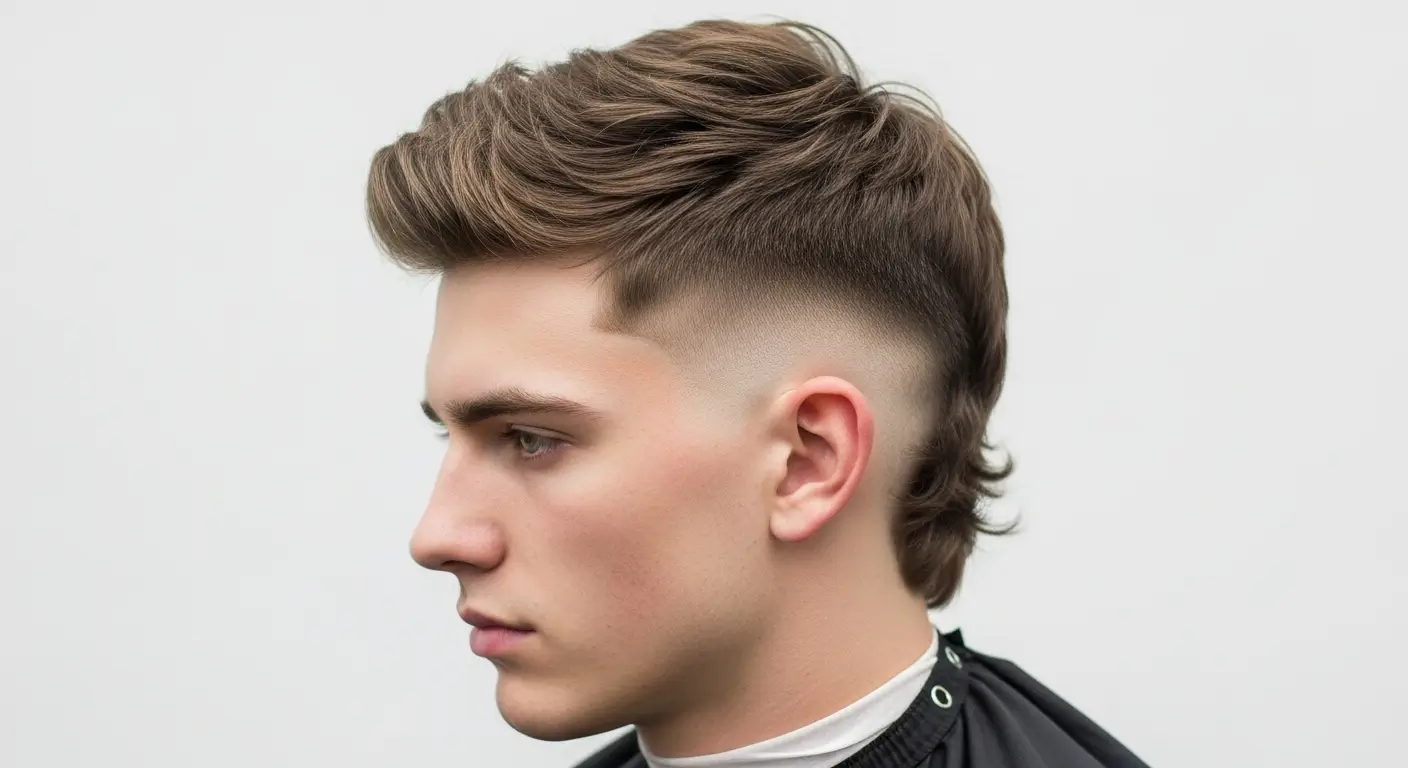 Low taper mullet hairstyle with short sides and long back
