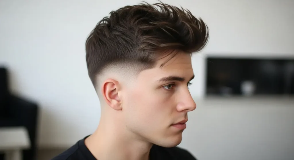 Modern low taper fade with textured messy top