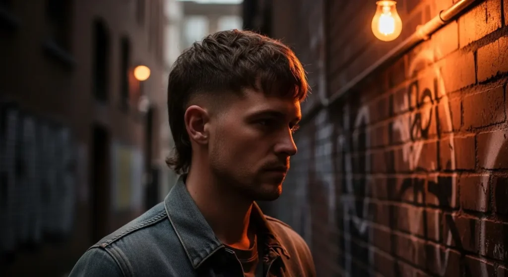 Short mullet style featuring textured top and back