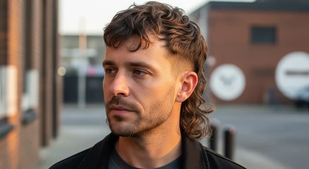 Wavy mullet haircut with defined flowing waves