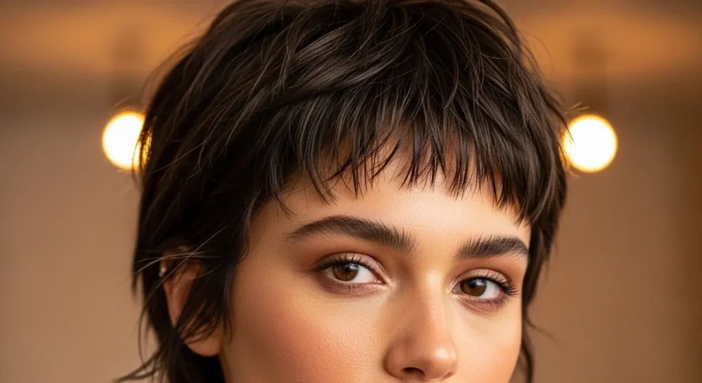 Edgy choppy micro fringe with bold texture