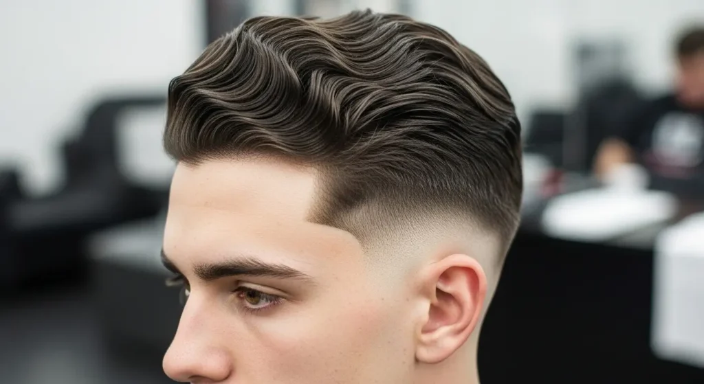 Classic Textured Wavy Top with Low Taper Fade