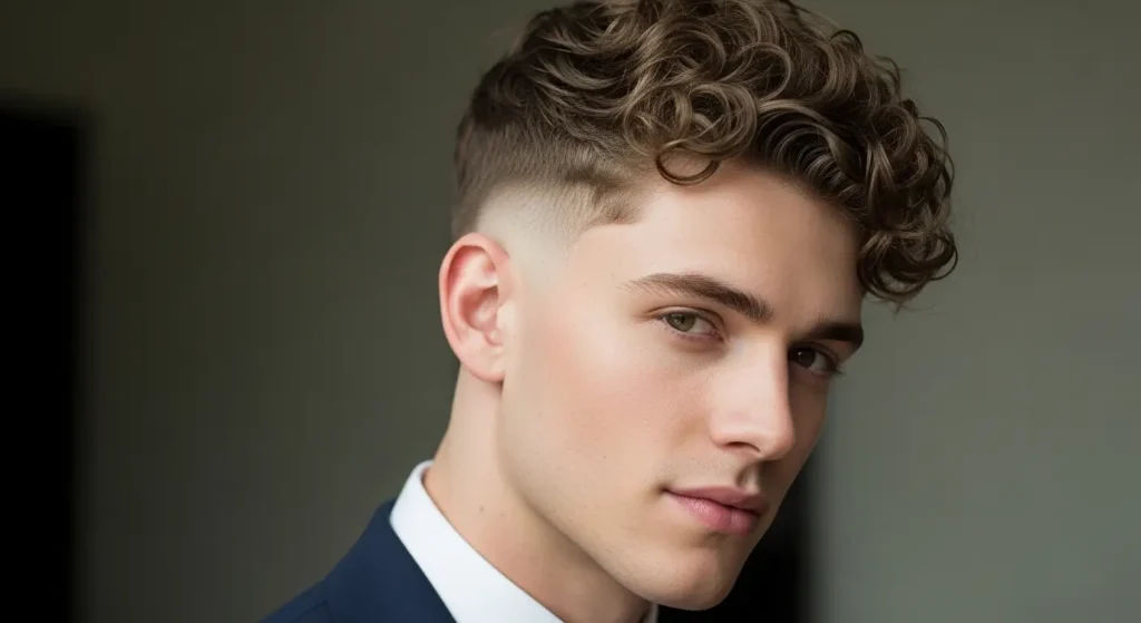 Curly-Wavy Hair Blend with Low Taper Fade