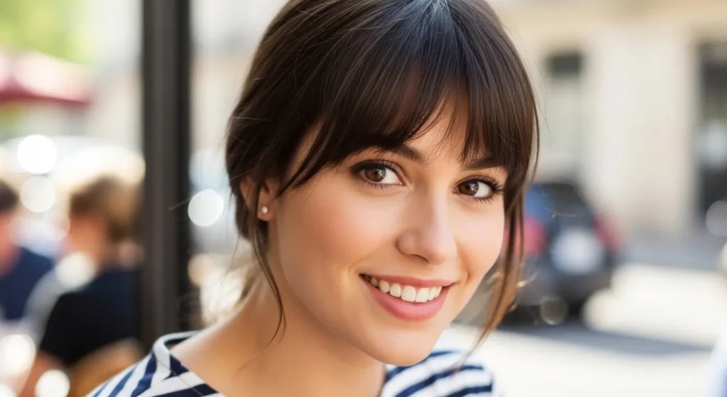 Chic French girl bangs with soft wispy layers