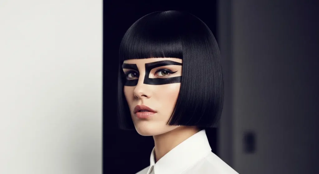 Statement blunt bangs with precise shape