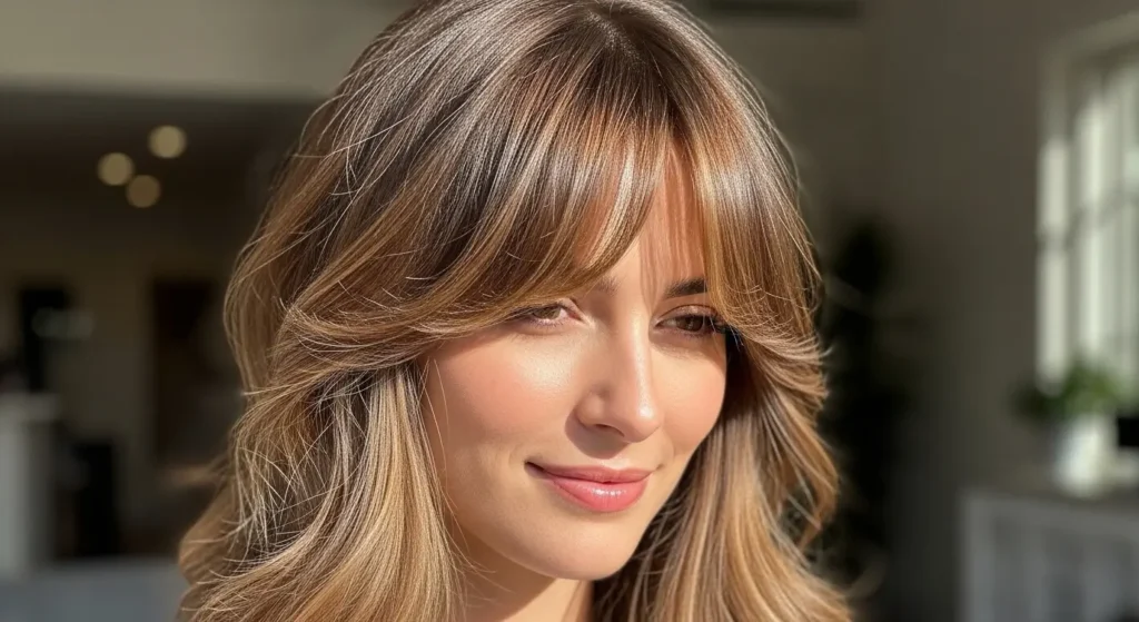 Trendy curtain-wispy bangs with layered texture