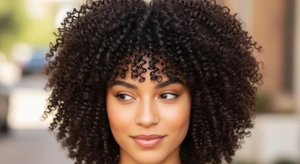 Layered afro fringe for bold textured look