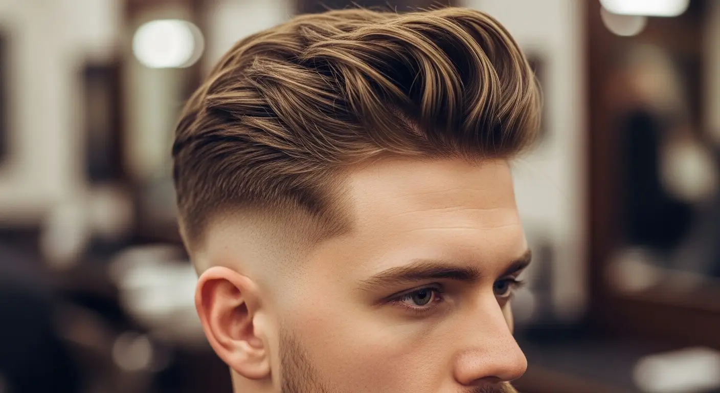 Textured fluffy hair with clean low taper fade
