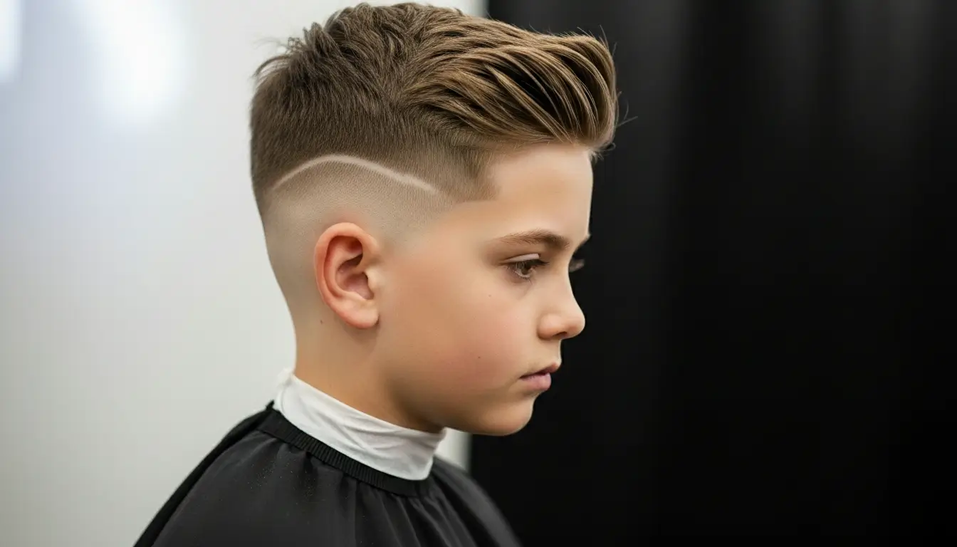 Stylish low taper fade for boys with smooth neckline blend