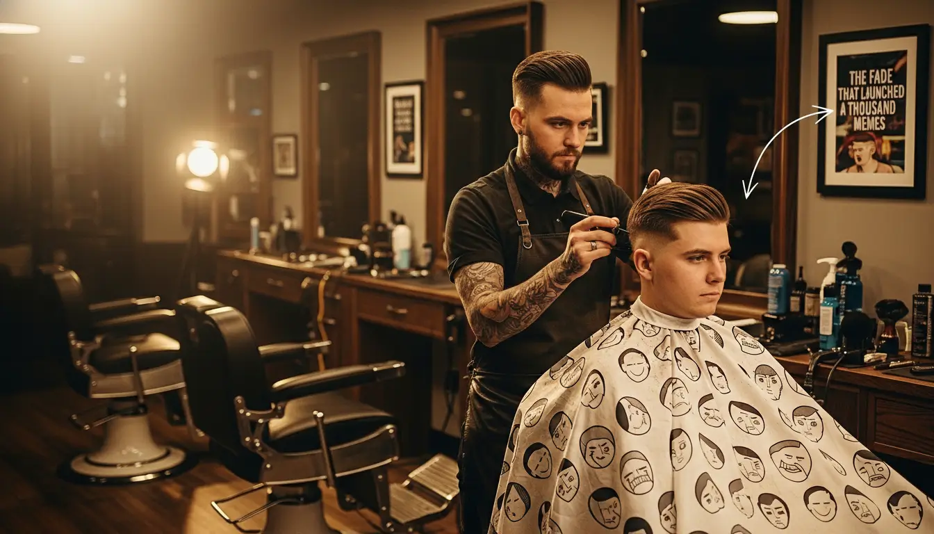 Low Taper Fade Meme showcasing trendy haircut humor