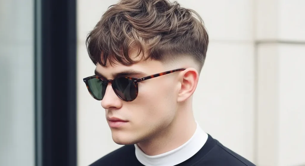 Messy Wavy Fringe with Low Taper Fade Hairstyle