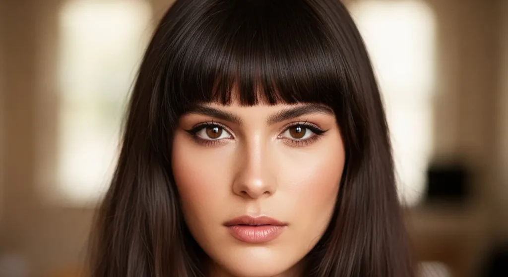 Dense full bangs framing the face