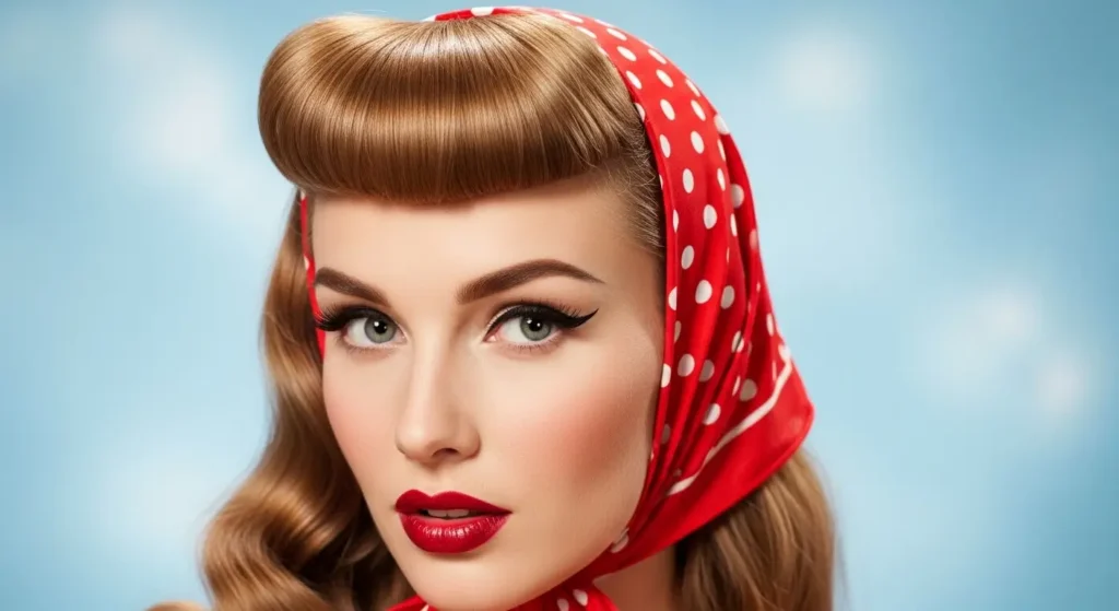 Iconic vintage pin-up fringe hairstyle