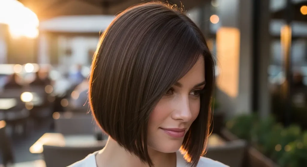 Modern angled classic bob short hair