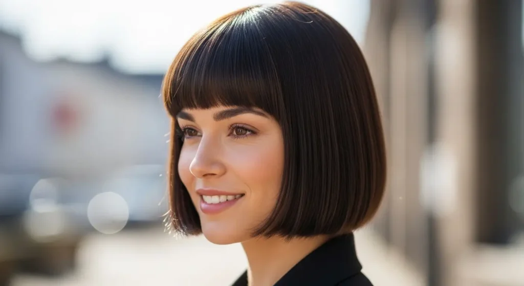 Modern Blunt Fringe Hair Look