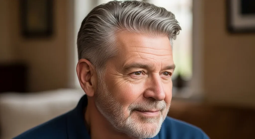 Brushed-Back Crew Cut for Older Men