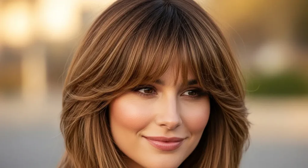 Stylish Feathered Fringe Hairstyle