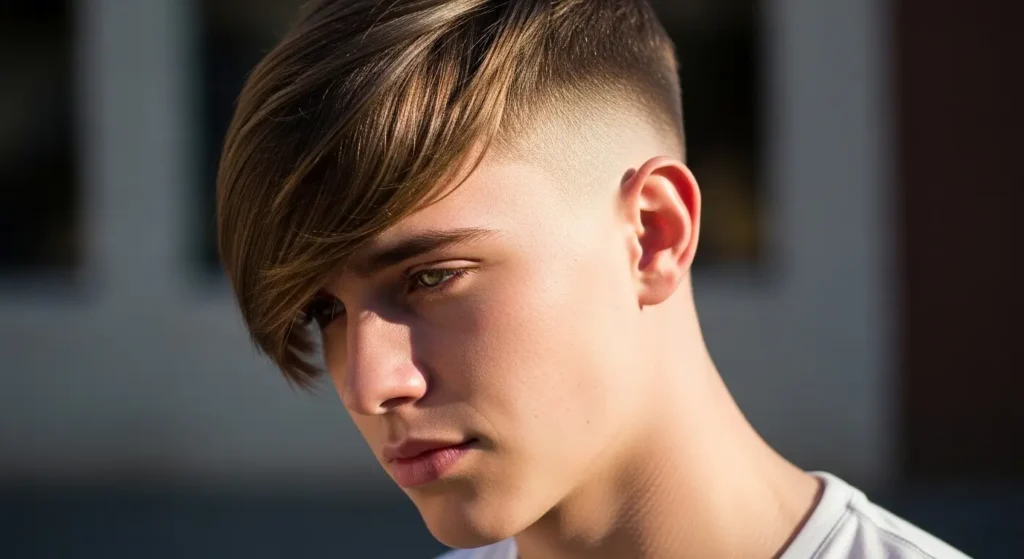 Textured long fringe haircut