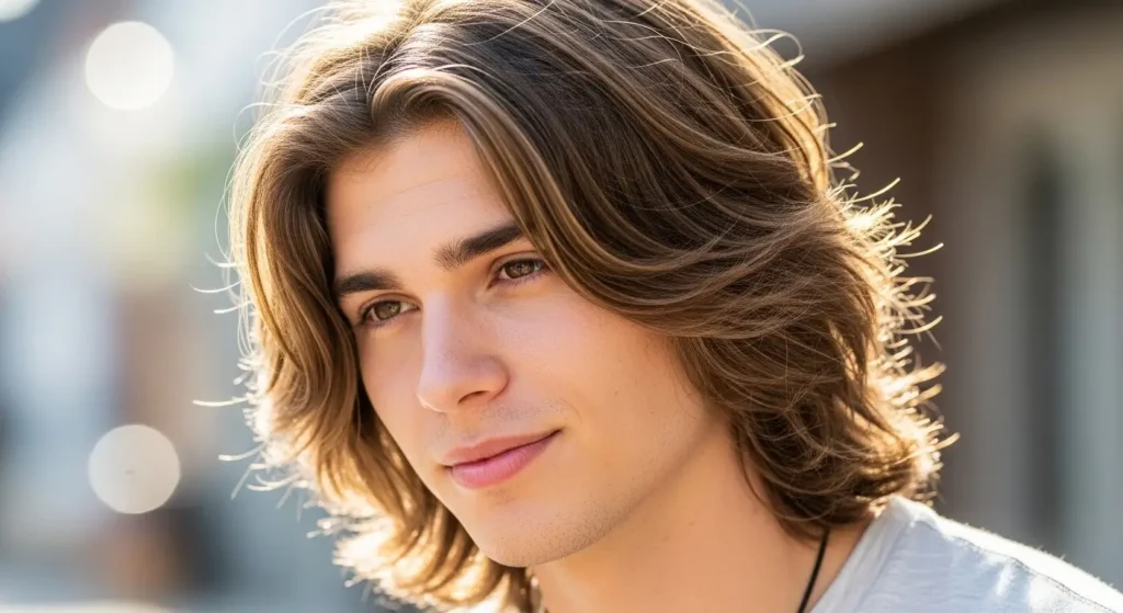 Long layered hairstyle for men