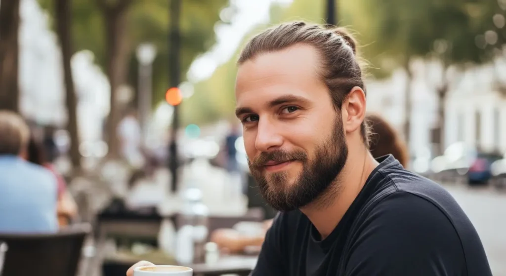 Trendy man bun hairstyle for men