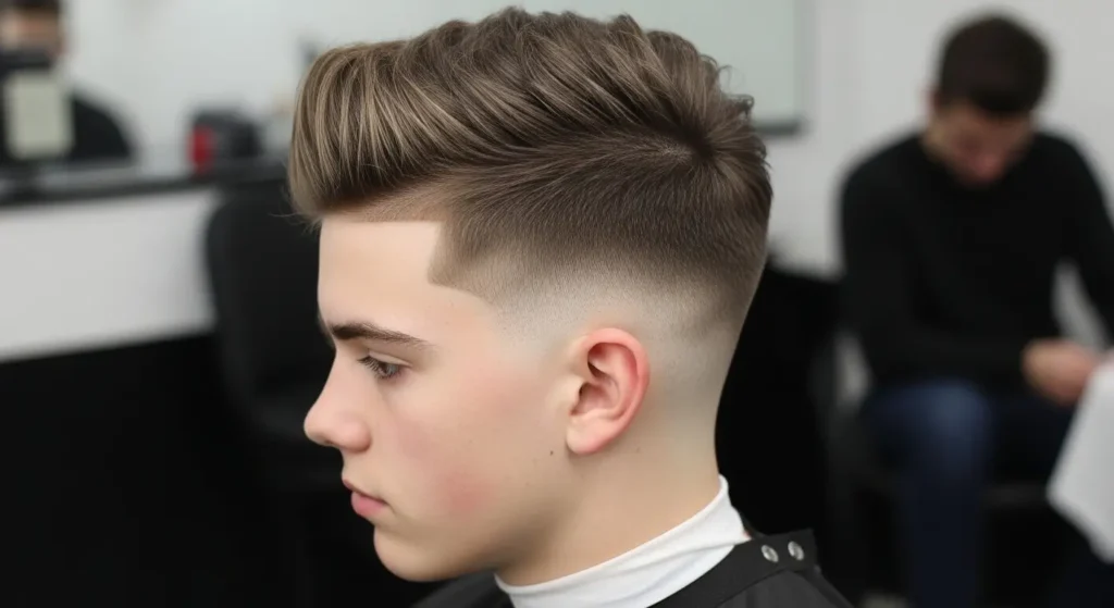 Mid fade with textured top hairstyle