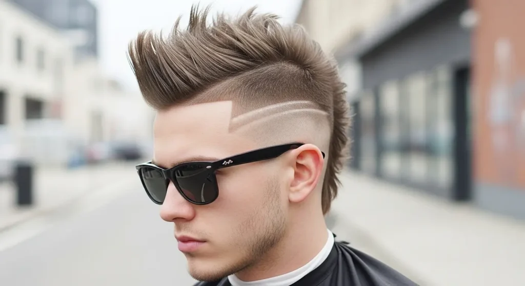 Trendy burst fade mohawk style