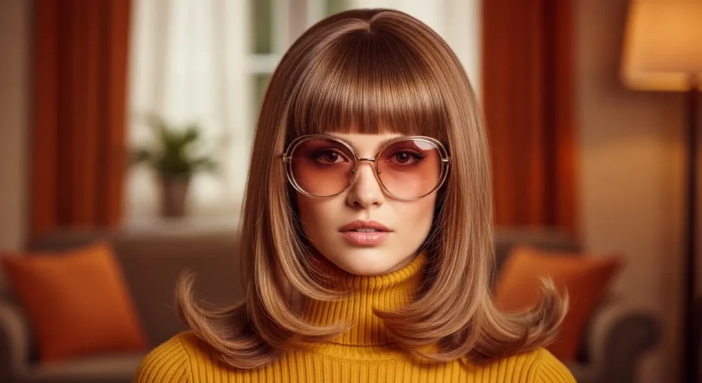 Soft Retro 70s Fringe Hair Look