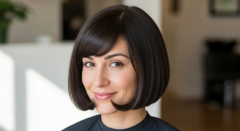 Elegant rounded bob short hairstyle