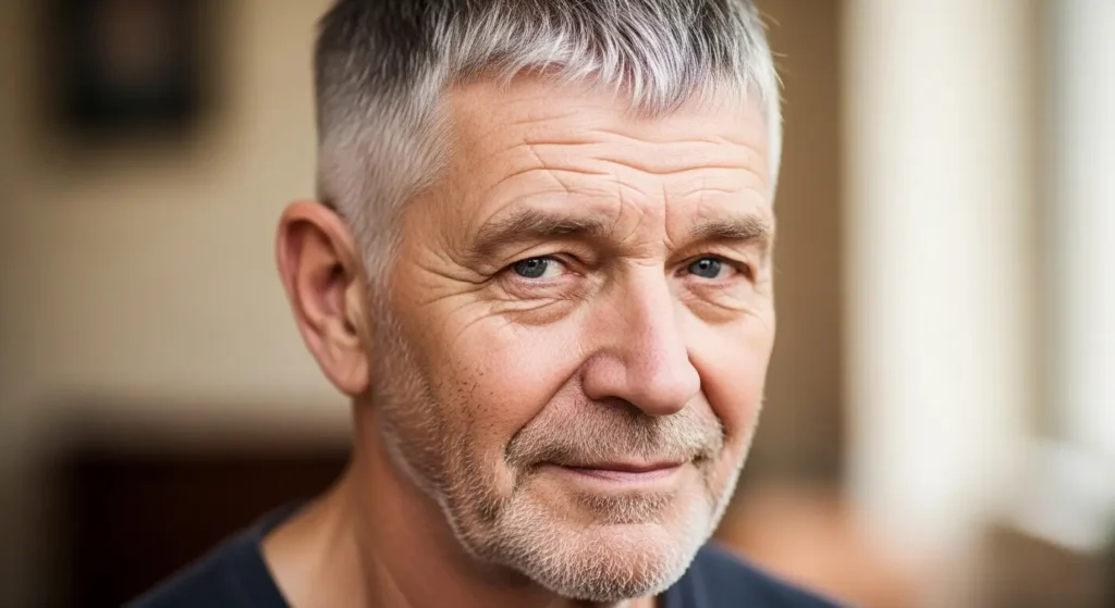 Brushed-Back Crew Cut for Older Men