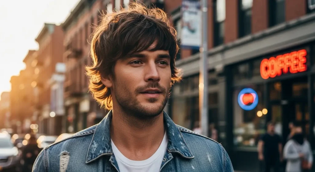 Shoulder-Length Men’s Wolf Cut