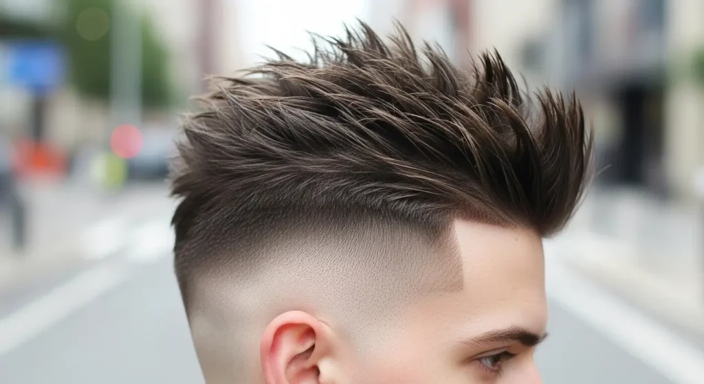 Edgy skin fade spiky hair men look