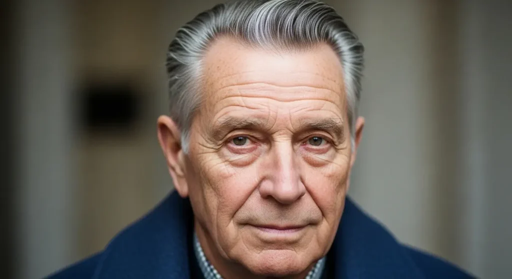 Slicked-Back Crop Hairstyle for Older Men