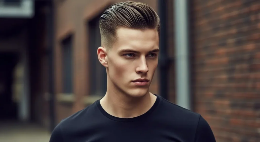 Slicked back hairstyle with undercut