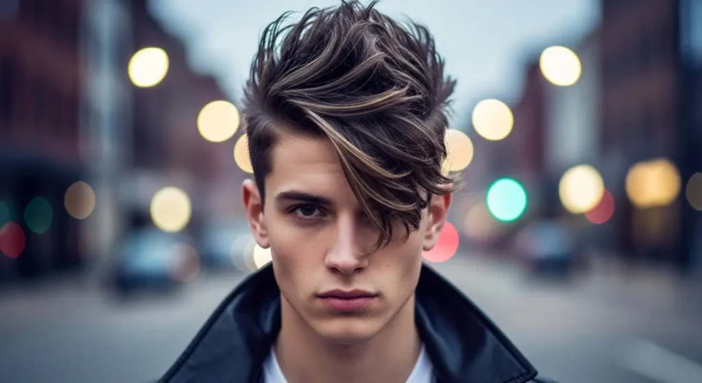Short spiky side sweep for men look