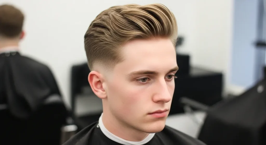 Textured brush back low taper haircut