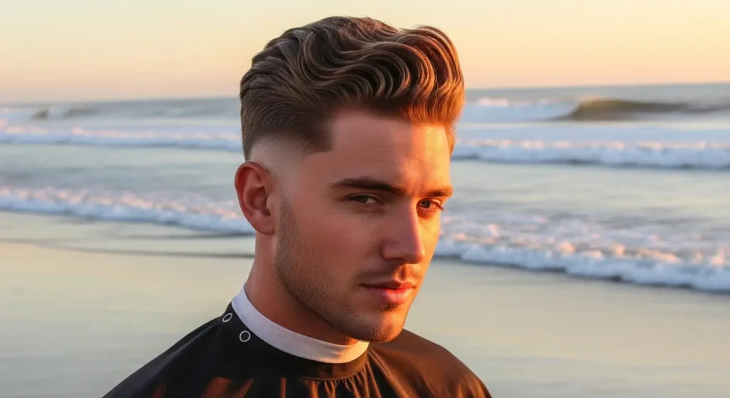 Stylish beach waves haircut men