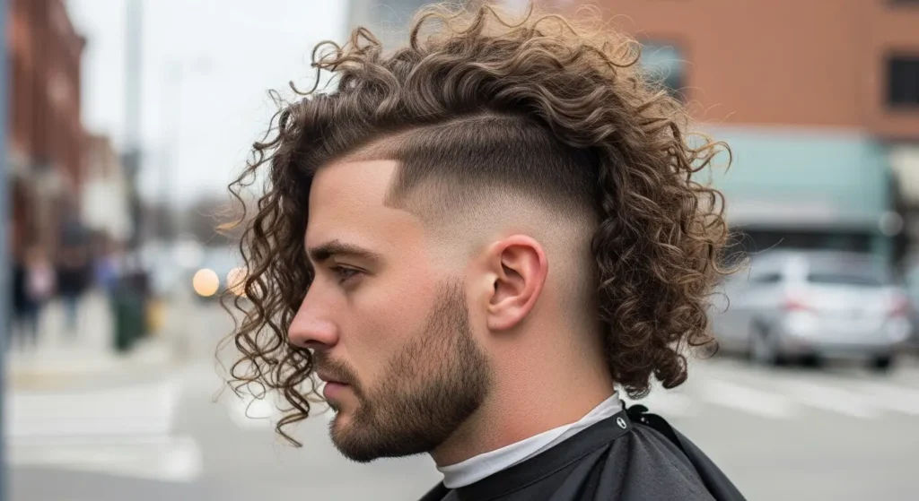 Curly long hairstyle men