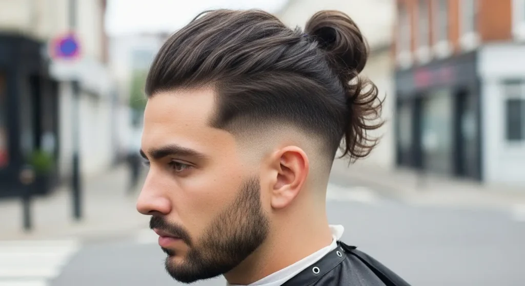 Stylish half bun haircut men