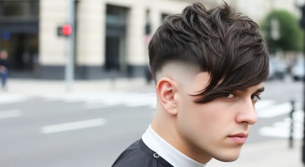 Men’s long fringe haircut