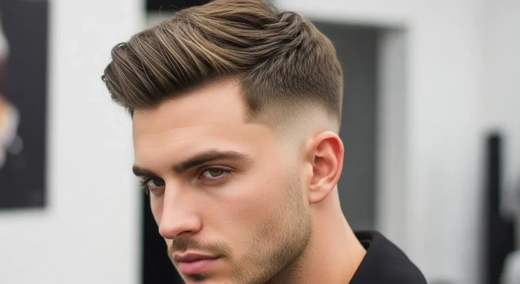 Men’s middle part haircut style
