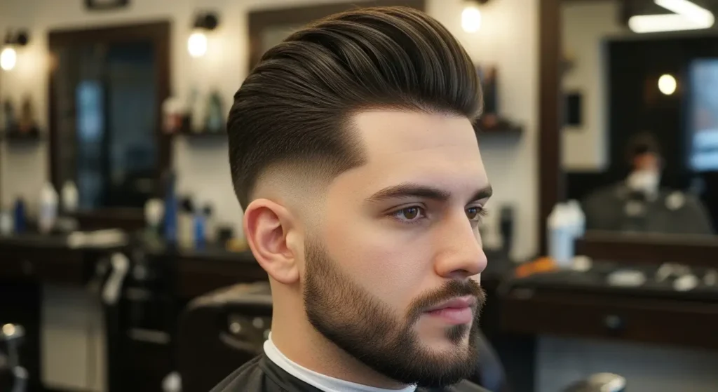 Stylish pulled back haircut men