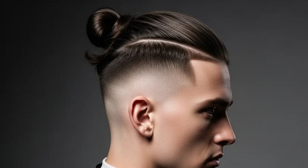 Trendy samurai bun hair men