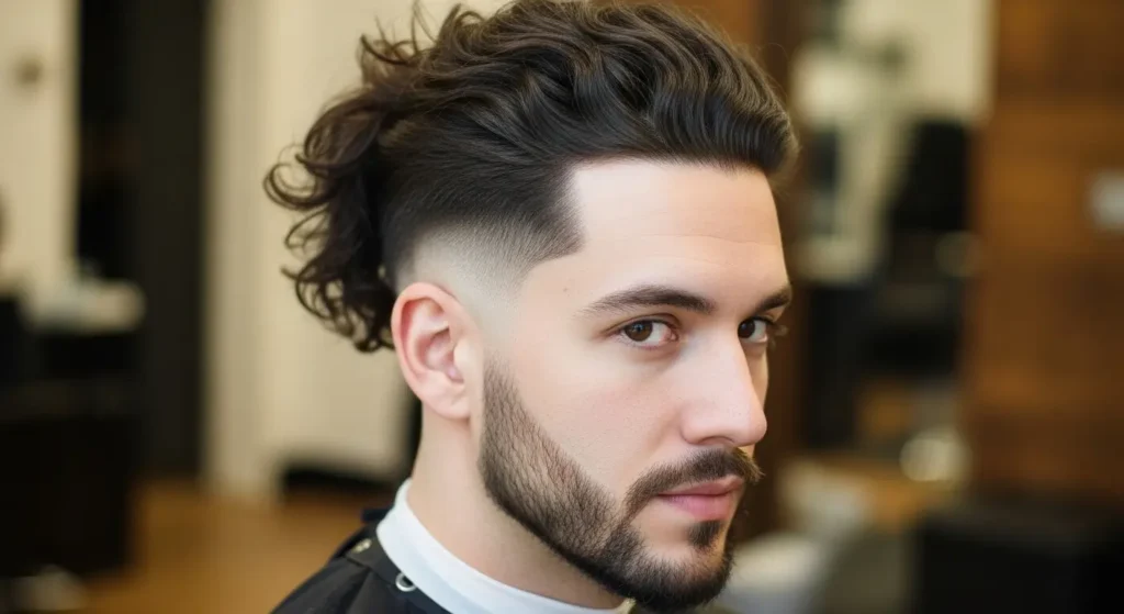 Stylish tied back loose haircut men